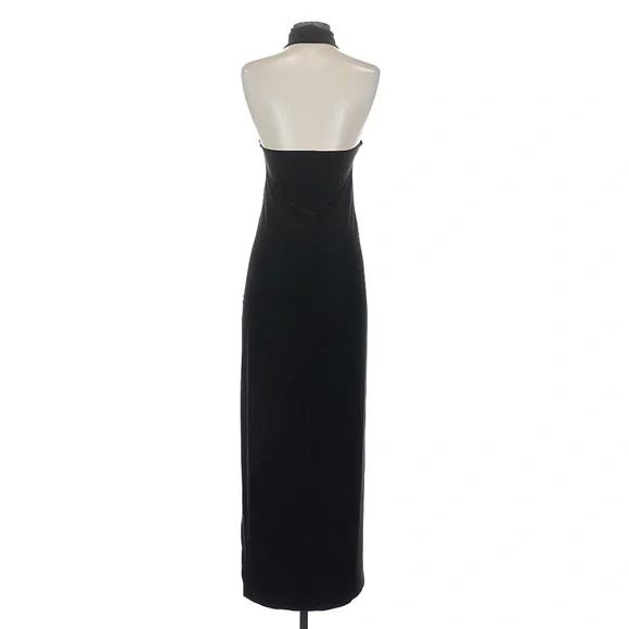 Norma Kamali Partial Turtleneck Slit Long Gown Halter Neck Dress - Picture 7 of 11